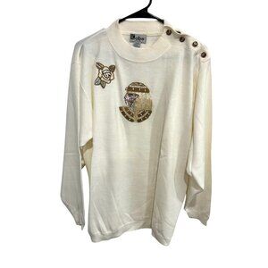 Vintage Kobe Sweater Button Shoulder Egyptian Sequin SZ 14